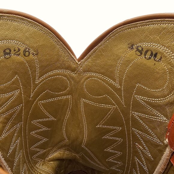 Kangaroo Exotic Bona Allen Cowboy Boots Mens 8D Rust Orange Leather Western 8268 - Picture 8 of 16